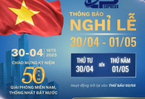 THÔNG BÁO NGHỈ LỄ 30/04- 01/05 NĂM 2025